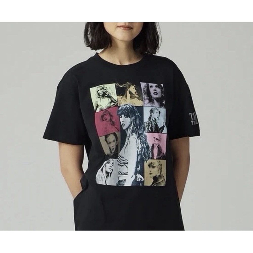 Taylor Swift Eras Tour Official Merch Black‎ T-Shirt Women's Size 8 Concert Tee
